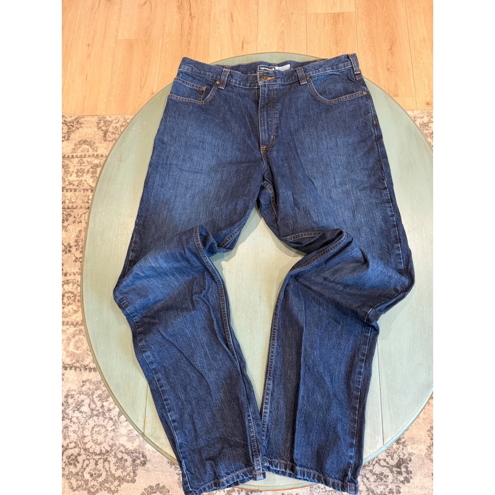Carhartt Relaxed Fit Dark Wash Denim Jeans Mens 38x36 BD5119-M Blue Cotton